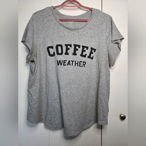 🌷Old Navy Women's XL Gray "COFFEE WEATHER" Logo Style Graphic Crewneck Tee